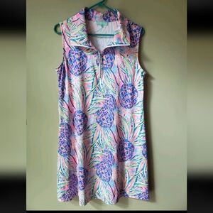 Anthony's  Resort Wear A-line Quarter Zip Pineapple Dress - Size Large